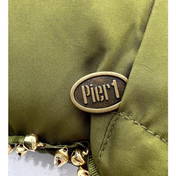 Festive Pillow Lot 2 Crate & Barrel Pier 1 Beaded Jingle Bells Removable Covers - Picture 15 of 16